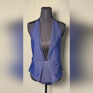 [AERIE] NWOT Navy Blue Lace Trim One Piece Swimsuit《XL》☆NEVER WORN☆